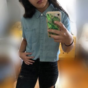 Denim button up shirt classy forever 21 blue